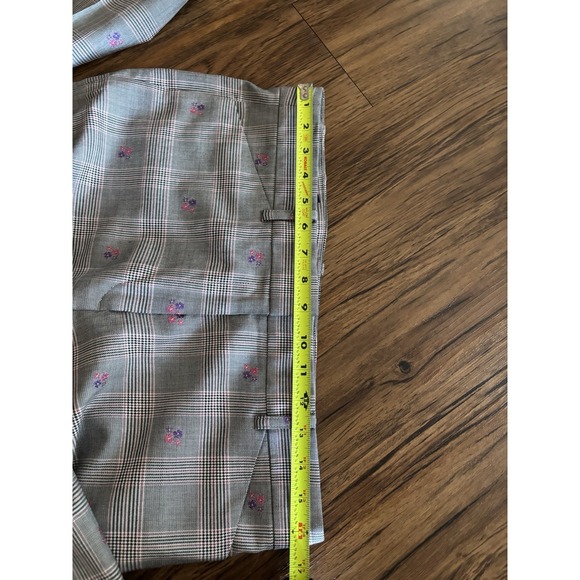 BROOKS BROTHERS Lanificio di Tollegno Wool Blend Floral Embroidered Pants 8 Gray - Picture 6 of 8